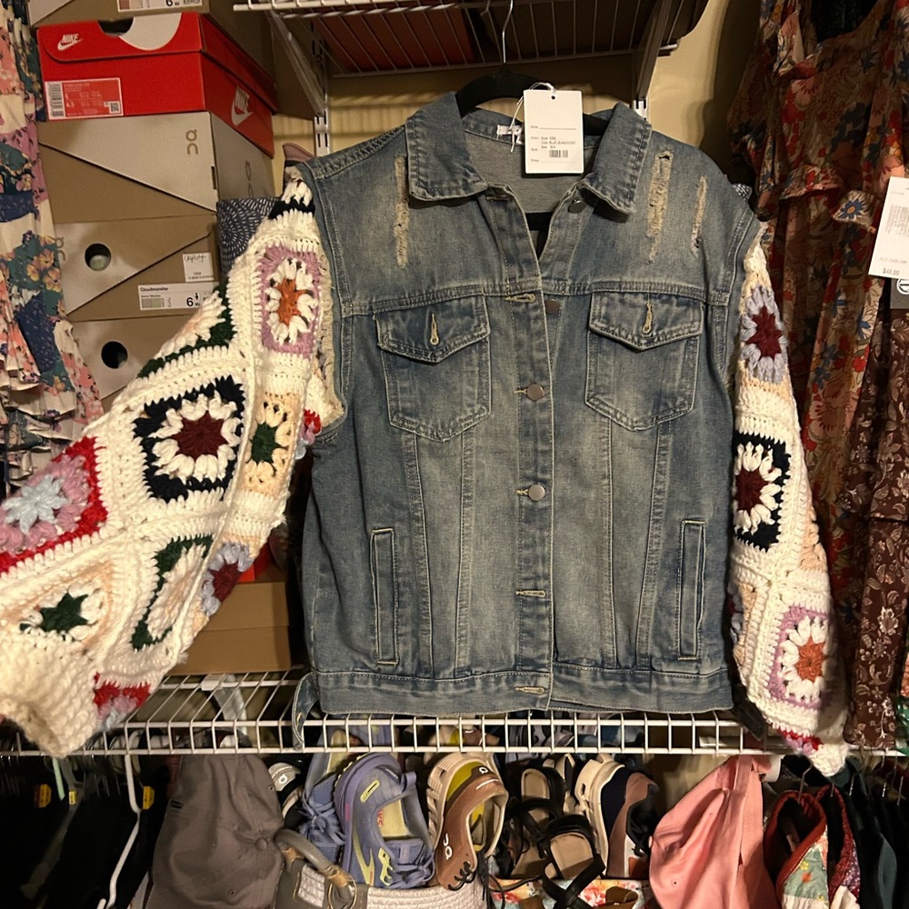 Crochet Jean jacket size S/M